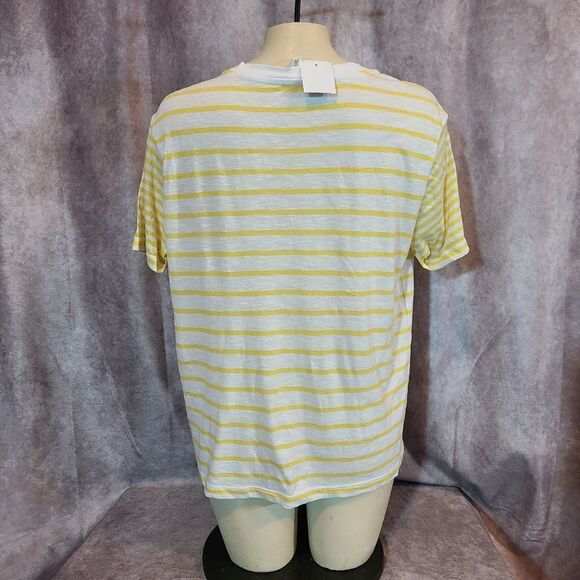 Caslon Short Sleeve Yellow Striped Top Size Small - Picture 3 of 4